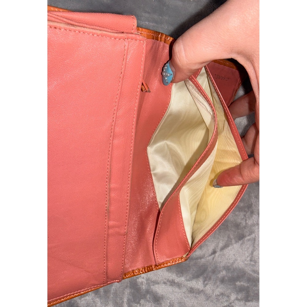 Chanel Vintage Orange Patent Leather Wallet on Chain Crossbody Bag CC Logo - Picture 5 of 10